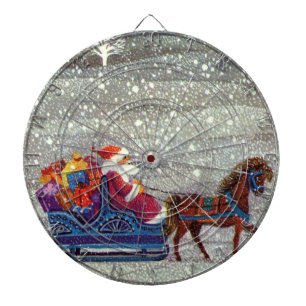 Kerstmis in vintage stijl, Sinterklaas paard slee Dartbord
