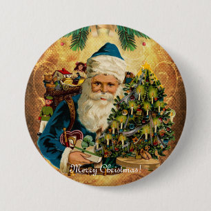 Kerstmis in Vintage stijl Sinterklaas Ronde Button 7,6 Cm