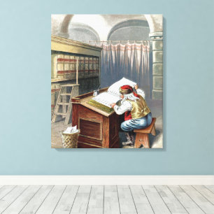 Kerstmis in vintage stijl, Sinterklaas stout of li Canvas Afdruk