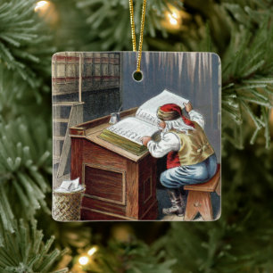 Kerstmis in vintage stijl, Sinterklaas stout of li Keramisch Ornament
