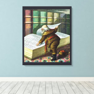 Kerstmis in vintage stijl, Sinterklaas stoute en b Canvas Afdruk