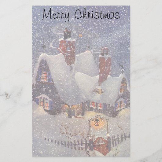 Kerstmis in vintage stijl, Sinterklaas werkplaats Briefpapier (Voorkant)