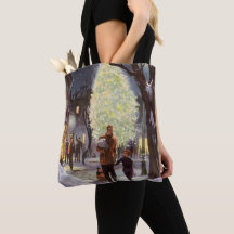 Kerstmis in vintage stijl, vader boodschappen doen