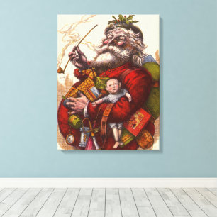 Kerstmis in vintage stijl, Victoraanse Kerstman me Canvas Afdruk
