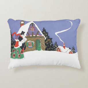 Kerstmis in vintage stijl, Victoriaans paar op weg Accent Kussen