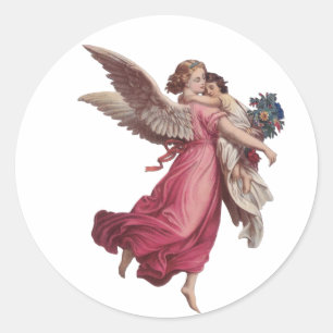 Kerstmis in vintage stijl, Victoriaanse beschermen Ronde Sticker