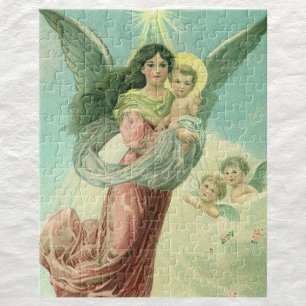 Kerstmis in vintage stijl, Victoriaanse engel met  Legpuzzel