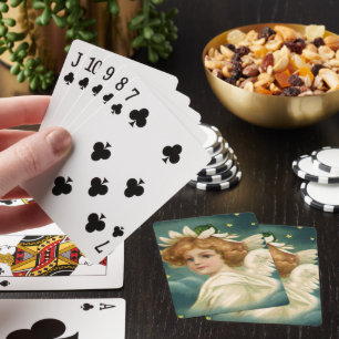 Kerstmis in vintage stijl, Victoriaanse engel met  Pokerkaarten