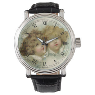 Kerstmis in vintage stijl, Victoriaanse engelen in Horloge