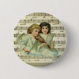 Kerstmis in vintage stijl, Victoriaanse engelen mu Ronde Button 5,7 Cm