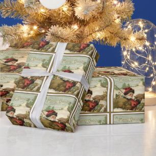 Kerstmis in vintage stijl, Victoriaanse Kerstman i Cadeaupapier