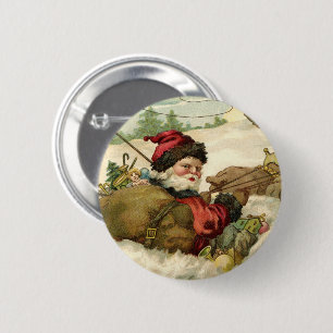Kerstmis in vintage stijl, Victoriaanse Kerstman i Ronde Button 5,7 Cm