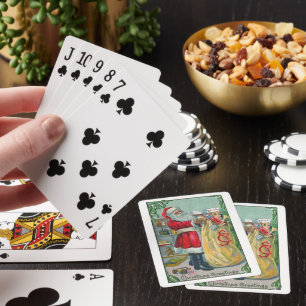 Kerstmis in vintage stijl, Victoriaanse Kerstman m Pokerkaarten