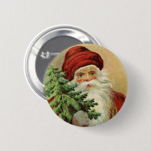 Kerstmis in vintage stijl, Victoriaanse Kerstman m Ronde Button 5,7 Cm