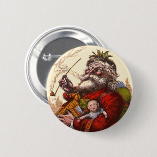 Kerstmis in vintage stijl, Victoriaanse Kerstman m Ronde Button 5,7 Cm