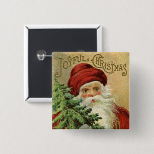 Kerstmis in vintage stijl, Victoriaanse Kerstman m Vierkante Button 5,1 Cm