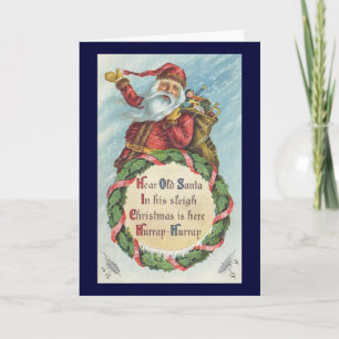 Kerstmis in vintage stijl, Victoriaanse Kerstman o Feestdagen Kaart