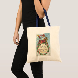 Kerstmis in vintage stijl, Victoriaanse Kerstman o Tote Bag
