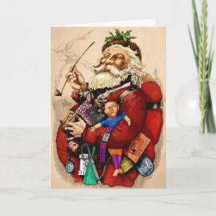 Kerstmis in vintage stijl, Victoriaanse Kerstman P Feestdagen Kaart