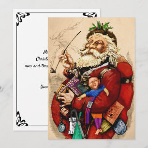 Kerstmis in vintage stijl, Victoriaanse Kerstman P Kaart