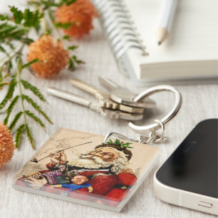 Kerstmis in vintage stijl, Victoriaanse Kerstman P Sleutelhanger
