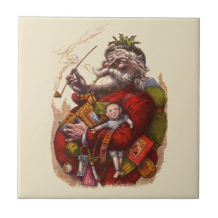 Kerstmis in vintage stijl, Victoriaanse Kerstman P Tegeltje