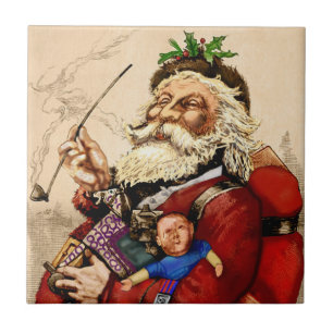 Kerstmis in vintage stijl, Victoriaanse Kerstman P Tegeltje