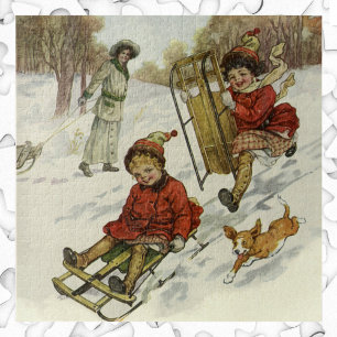 Kerstmis in vintage stijl, Victoriaanse kinderen s Legpuzzel