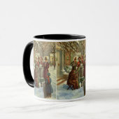 Kerstmis in vintage stijl, victoriaanse muzikanten mok (Voorkant links)