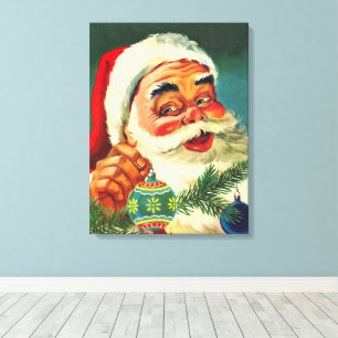 Kerstmis in vintage stijl, vrolijke retro 50's Ker Canvas Afdruk