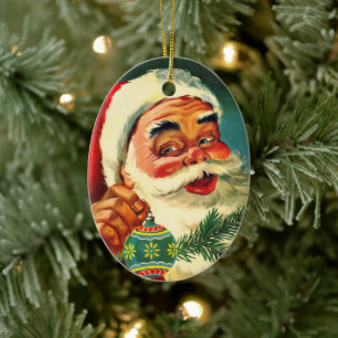 Kerstmis in vintage stijl, vrolijke retro 50's ker keramisch ornament