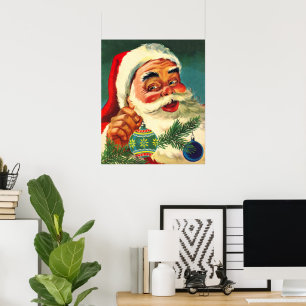 Kerstmis in vintage stijl, vrolijke retro 50's ker poster