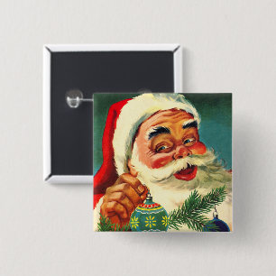 Kerstmis in vintage stijl, vrolijke retro 50's Ker Vierkante Button 5,1 Cm