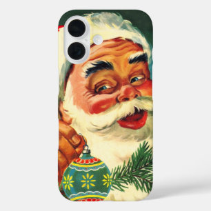 Kerstmis in vintage stijl, vrolijke retro Santa Cl iPhone 16 Hoesje