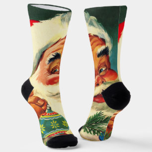Kerstmis in vintage stijl, vrolijke retro Santa Cl Sokken
