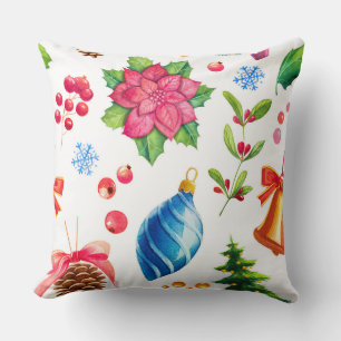 Kerstmis in vintage-stijl waterverf kussen