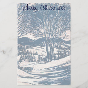 Kerstmis in vintage stijl, winters sneeuwberglands briefpapier