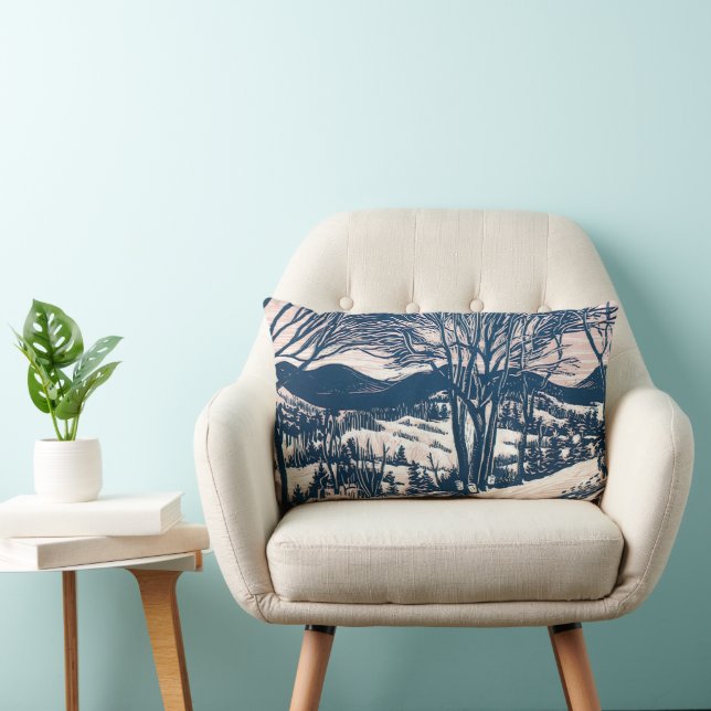 Kerstmis in vintage stijl, winters sneeuwberglands kussen (Stoel)