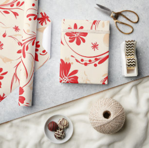 Kerstmis in vrolijke rood-witte tinten cadeaupapier