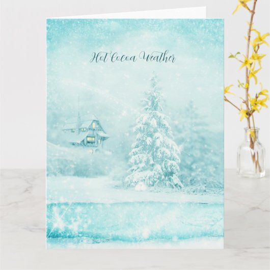 Kerstmis in warmtecawater kaart (Gele Bloem)