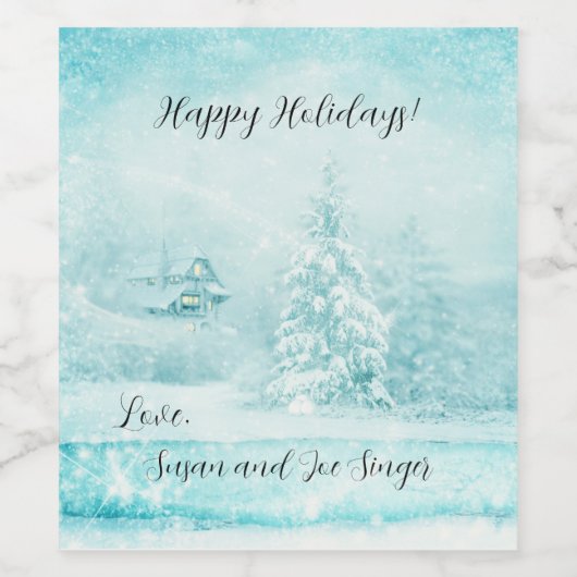 Kerstmis in warmtecawater wijn etiket (Enkel label)