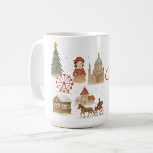 Kerstmis in Wenen in waterverf – Sfeervolle winter Koffiemok