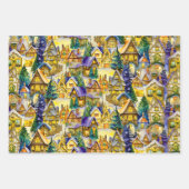 Kerstmis in Whimsical Village in verschillende lic Inpakpapier Vel (Voorkant 2)