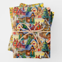 Kerstmis in Whimsical Village in verschillende lic