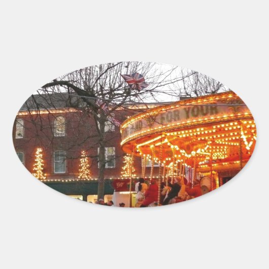 Kerstmis in York Ovale Sticker (Voorkant)