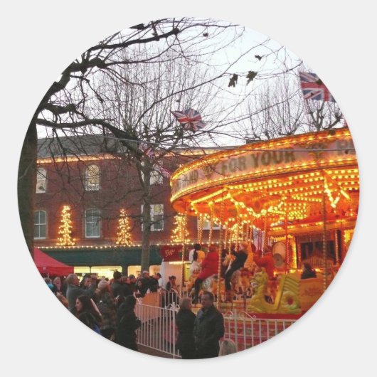 Kerstmis in York Ronde Sticker (Voorkant)