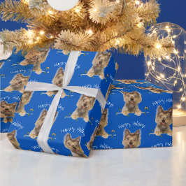 Kerstmis in Yorkshire Terrier On Blue Cadeaupapier