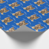 Kerstmis in Yorkshire Terrier On Blue Cadeaupapier (Hoek)
