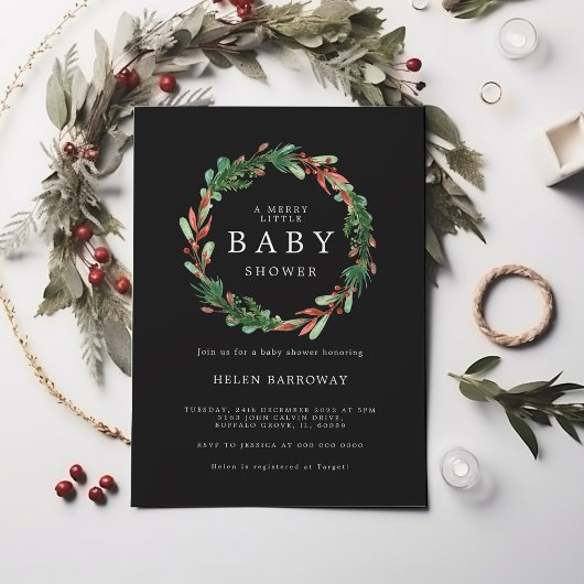 Kerstmis in zwart Baby shower Kaart