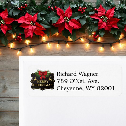 Kerstmis in Zwart & Wit Mannelijk Custom Etiket